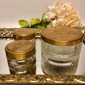 Set of 3 Vintage Glass Vanity Jars